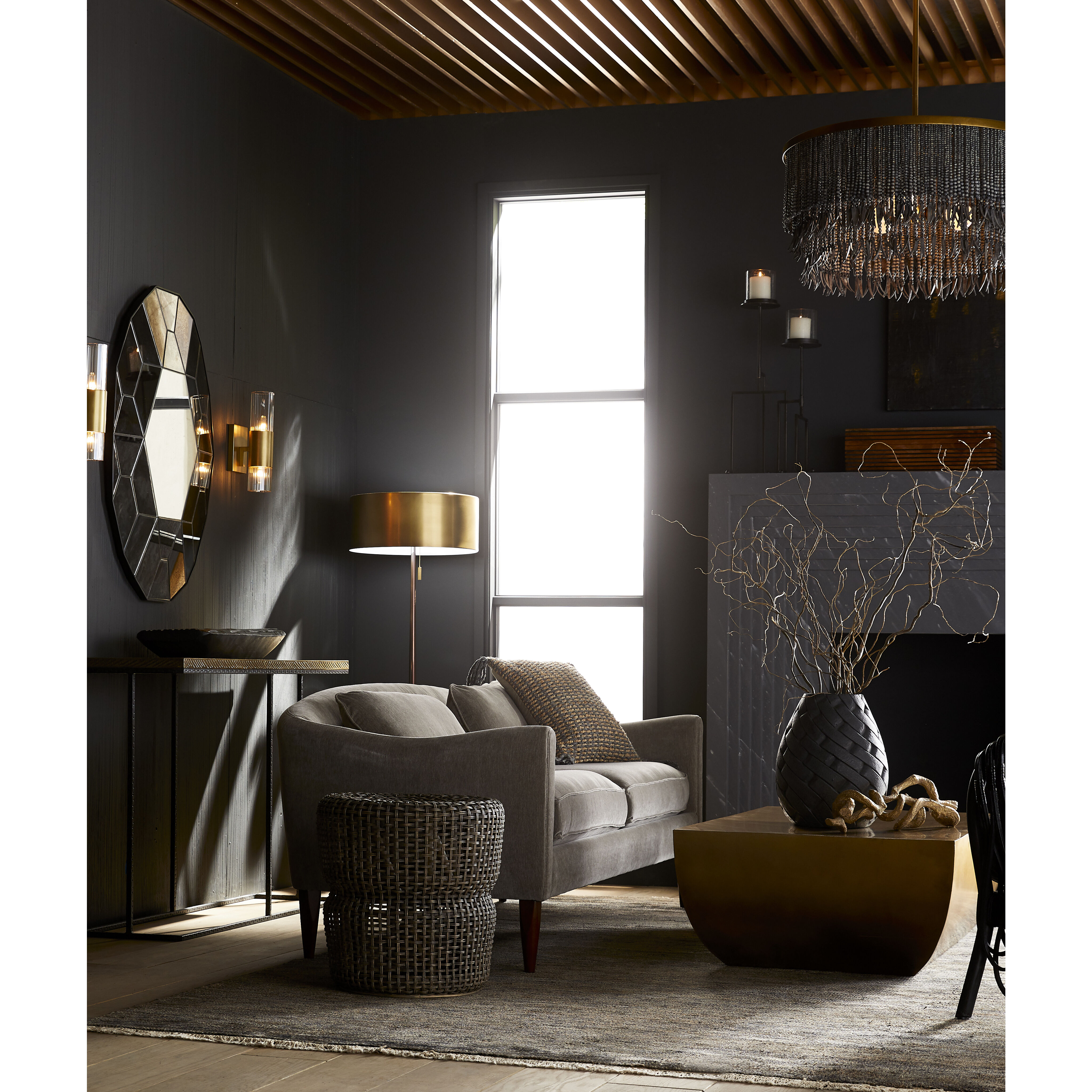 Baja 3 Light 30 inch Antique Brass Chandelier Ceiling Light in Dark Gray Wash Coco Beads